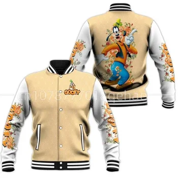 Новая бейсбольная куртка Disney Goofy Для мужчин и женщин, куртки в стиле хип-хоп харадзюку, уличная одежда для мальчиков и девочек, свободные пальто для колледжа