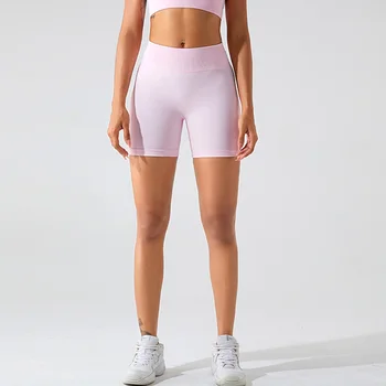 Новые бесшовные шорты для йоги с высокой талией, женские обтягивающие брюки для бедер, брюки для бега, спорта и фитнеса