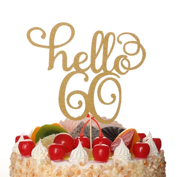 Новый Золотой Блеск Hello 21/30/40/50/60 Блестящий Бумажный Топпер Для Торта, Топпер для Торта на День Рождения, Годовщину Свадьбы, Украшение Торта для Вечеринки