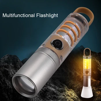 Новый Мощный светодиодный фонарик с телескопическим зумом, Водонепроницаемый Рабочий фонарь для кемпинга на открытом воздухе, Яркий фонарик с крючком