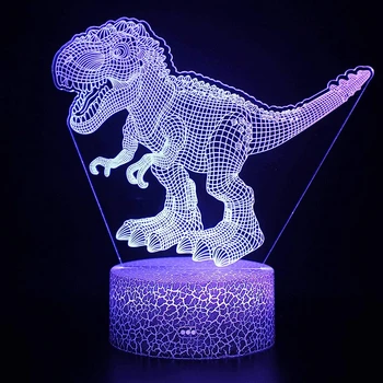 Ночник Nighdn Динозавр 3D Иллюзионная лампа Touch 7 Меняющий Цвет Ночник LED Arylic Креативные Подарки для детей Мальчиков Девочек