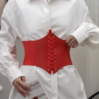Облегающий корсет для рубашки из искусственной кожи, широкий корсетный пояс