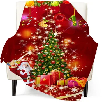Одеяло Санта-Клауса, Рождественский квадрат, 300 г фланелевой печати, теплое утолщенное двустороннее фланелевое одеяло