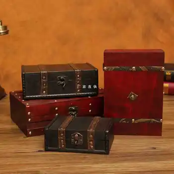 Оптовый ретро деревянный ящик для хранения с замком, коробка для пароля, сундук для писем, сундук с сокровищами, маленькая деревянная коробка для хранения, деревянная коробка