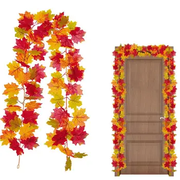 Осенняя гирлянда, искусственные осенние листья клена, ротанговая подвесная лоза, Осенние растения для входной двери, домашние гирлянды, декор для свадебной вечеринки