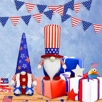 Патриотический гном 4 июля Плюшевые гномы День независимости США Безликая кукла Рождество Украшения ко Дню ветеранов Четвертого июля