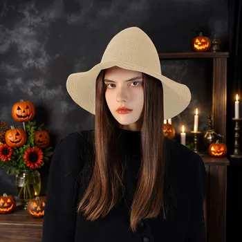 Персонализированная складная женская шляпа ведьмы, карнавальный костюм для вечеринки на Хэллоуин 2023, модные шляпы ведьмы для путешествий