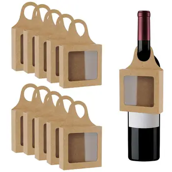 Подарочная коробка для винных бутылок из крафт-бумаги 50шт с прозрачным окошком, Многоцелевой небольшой ящик для хранения подарочных конфет