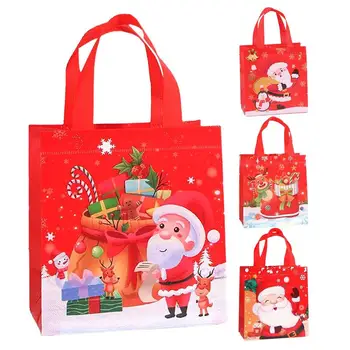 Подарочный пакет Рождественское украшение для конфет, печенья, мультяшная упаковка, пластиковые украшения для рождественской вечеринки для детей, ручная сумка для душа ребенка