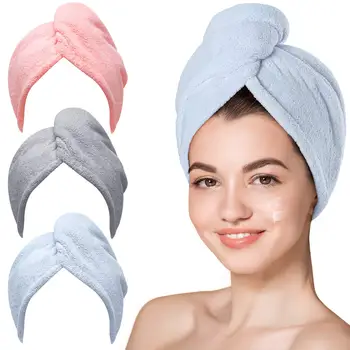 Полотенце для волос из микрофибры для женщин, тюрбаны для влажных волос, сушильные полотенца для вьющихся волос, защита от завитков