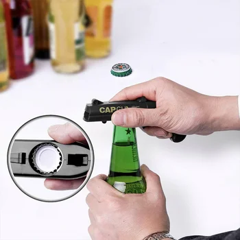 Портативный пистолет для открывания крышек Creative Flying Cap Launcher Открывалка для пива для бутылок Барный Инструмент Для открывания напитков Пистолет для открывания крышек для бутылок в форме пистолета Красный Серый