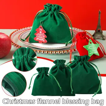 Рождественская Фланелевая сумка Red Peace Fruit Bag Candy Wedding Storage Bundle Pull Pocket Подарочный шнурок L2S0