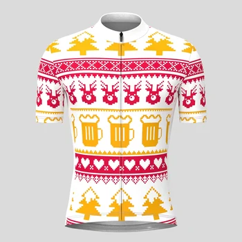 Рождественский свитер Велосипедная майка с пивным оленем, велосипедная рубашка с коротким рукавом, велосипедная одежда, одежда для горных дорог, одежда для MTB