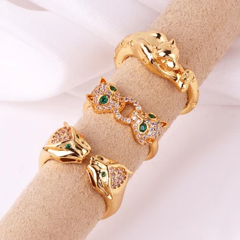 Роскошное кольцо с головой леопарда в виде головы Леопарда в стиле панк, Большие животные для женщин, Праздничные украшения для девочек, подарки