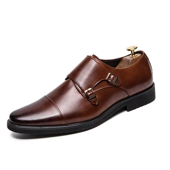 Роскошные дизайнерские осенние кожаные мужские повседневные туфли на плоской подошве; Мужские деловые офисные модельные туфли с пряжкой для вечеринки; Свадебная официальная обувь