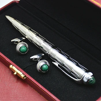 Роскошный подарочный набор Металлическая шариковая ручка серии R Ct качества AAA с уникальной резьбой, офисная шариковая ручка для письма с запонками и коробкой