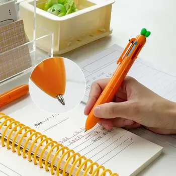 Ручка для подписи Креативная Шариковая ручка в форме моркови, 6 цветов, выдвижная канцелярская ручка для письма школьным маркером, Новинка, ручка