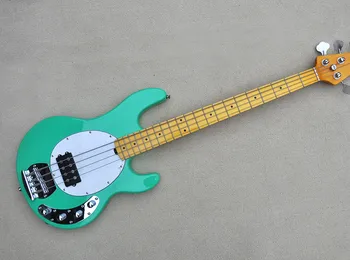 Светло-зеленая 4-струнная электрическая бас-гитара, гриф из клена, хромированная фурнитура, предоставляем индивидуальный сервис