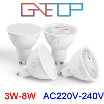 Светодиодный прожектор GU10 GU5.3 AC220V высокой светоотдачи, без мерцания, теплый белый свет 3 Вт-8 Вт, может заменить галогенную лампу мощностью 20 Вт 50 Вт