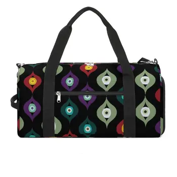 Спортивная сумка с принтом сглаза, разноцветные глаза, уличные спортивные сумки с обувью, дизайнерская сумка для путешествий, сумка для фитнеса в стиле ретро для мужчин