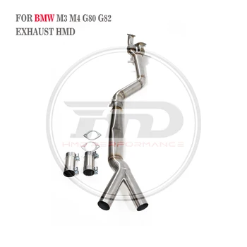 Средняя труба выхлопной системы HMD с высокой производительностью потока для BMW M3 M4 G80 G82 2020 + 3,5-дюймовая одинарная труба