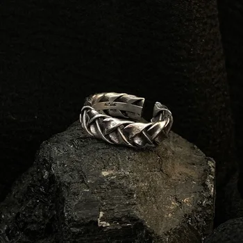 Тайское серебряное кольцо old ins в стиле ретро на указательный палец меньшинства с открытым кольцом для женщин