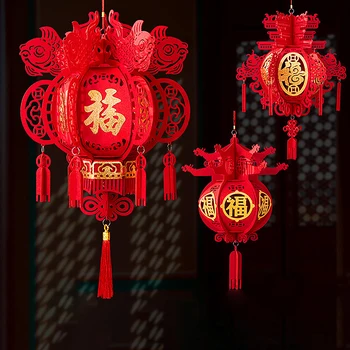 Традиционный Китайский Новогодний Красный Фонарь Украшение Весеннего Фестиваля Нетканый Красный Фонарь С Кисточкой Вечерние Принадлежности