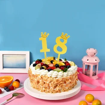 Цифровой Топпер для торта с цифрой, корона, цифровые топперы для кексов, украшение торта для вечеринки по случаю дня рождения, свадьба, Детский душ, декор десерта