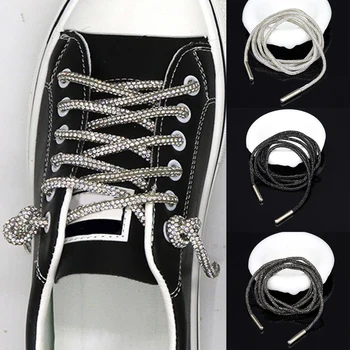 Шнурки для обуви со стразами, Роскошные Шнурки для обуви с радужными бриллиантами, Блестящие Хрустальные кроссовки, шнурки, Сделанные своими руками, Круглые шнурки для обуви